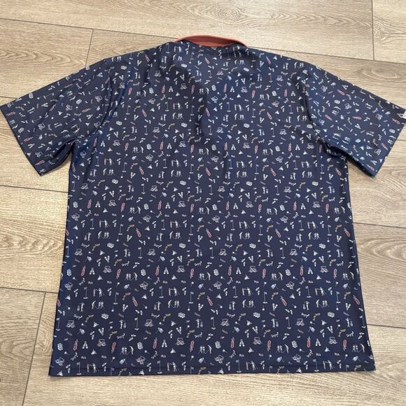 Smith & Quinn Polo Shirt Mens XXL Bogeys All Over Print Pattern Blue Graphic - Picture 7 of 7